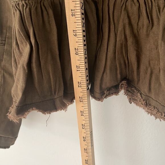Free People Military Jacket Size Medium Ruffle Hem Olive Green - Picture 7 of 9